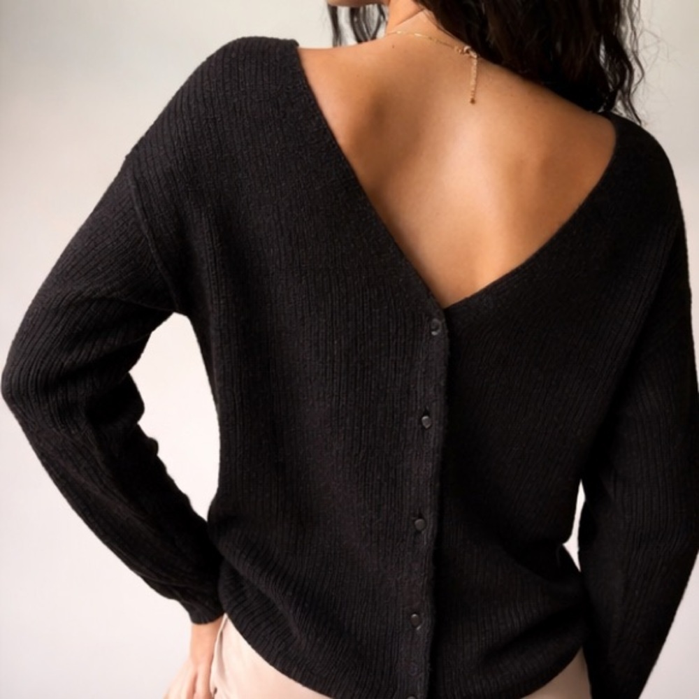 Wilfred Aritzia Front to Back Reversible Alpaca Cardigan Black XS